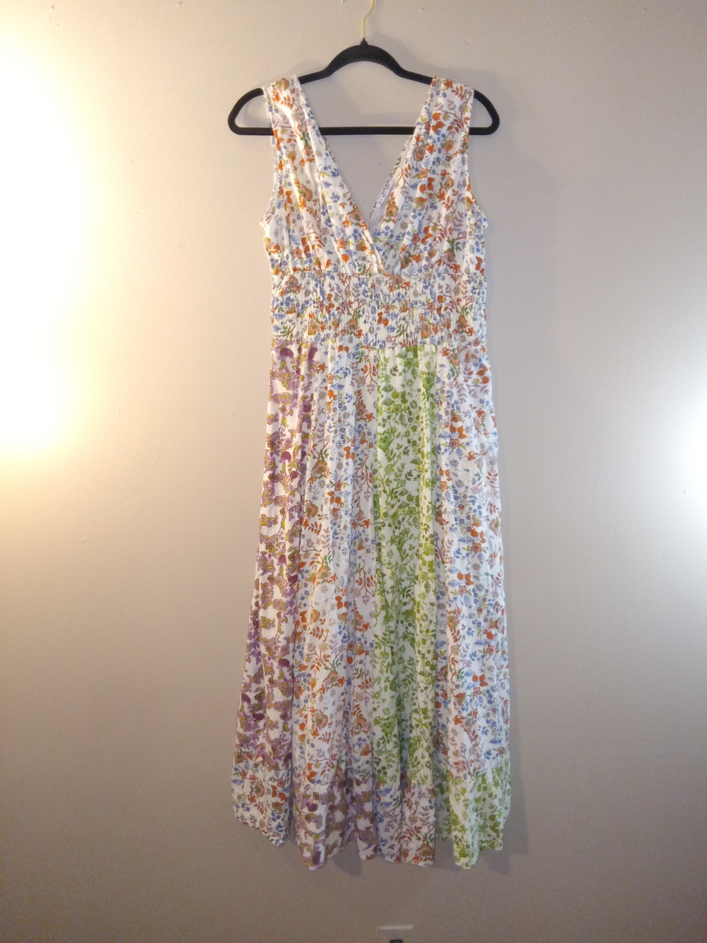 Hannah White Floral Maxi Dress with Purple, Green & Orange Accents